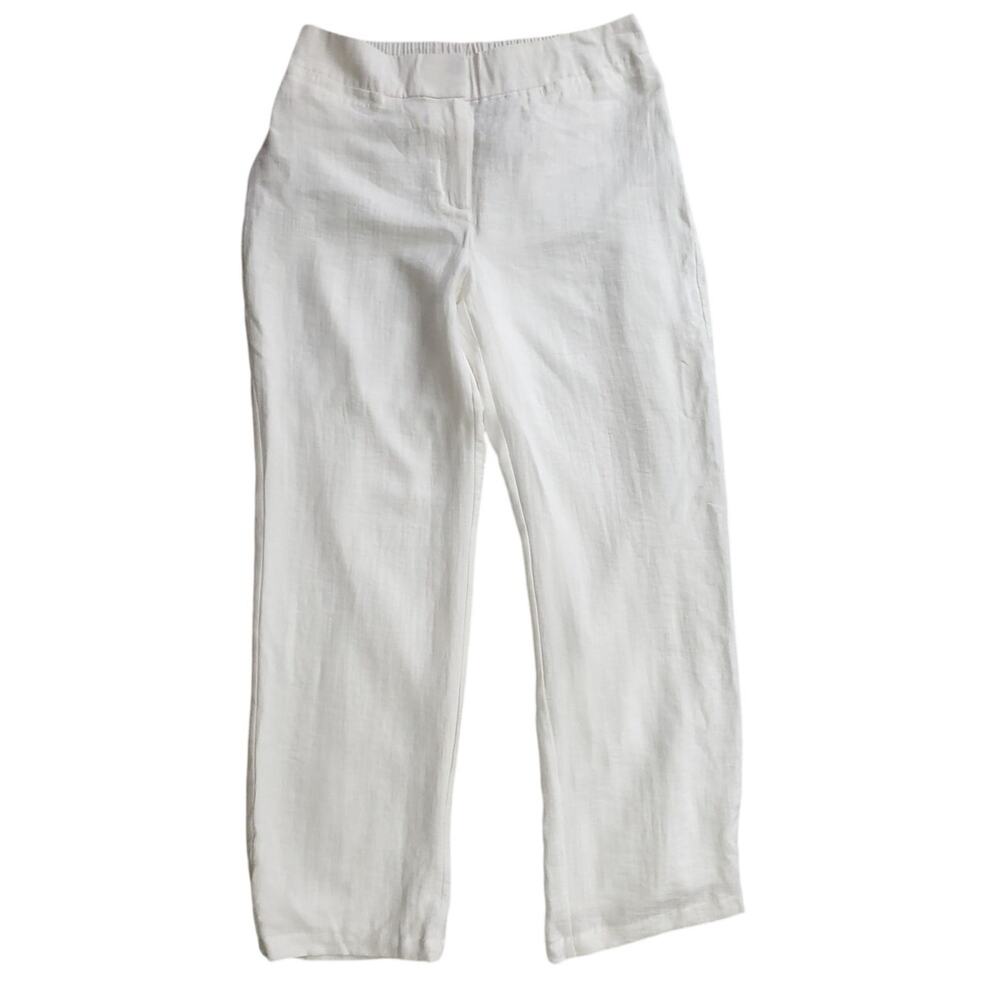 Chico's Travelers Sz 1 White Pants Welt Pocket Winter Drift Chicos M 8 NWT
